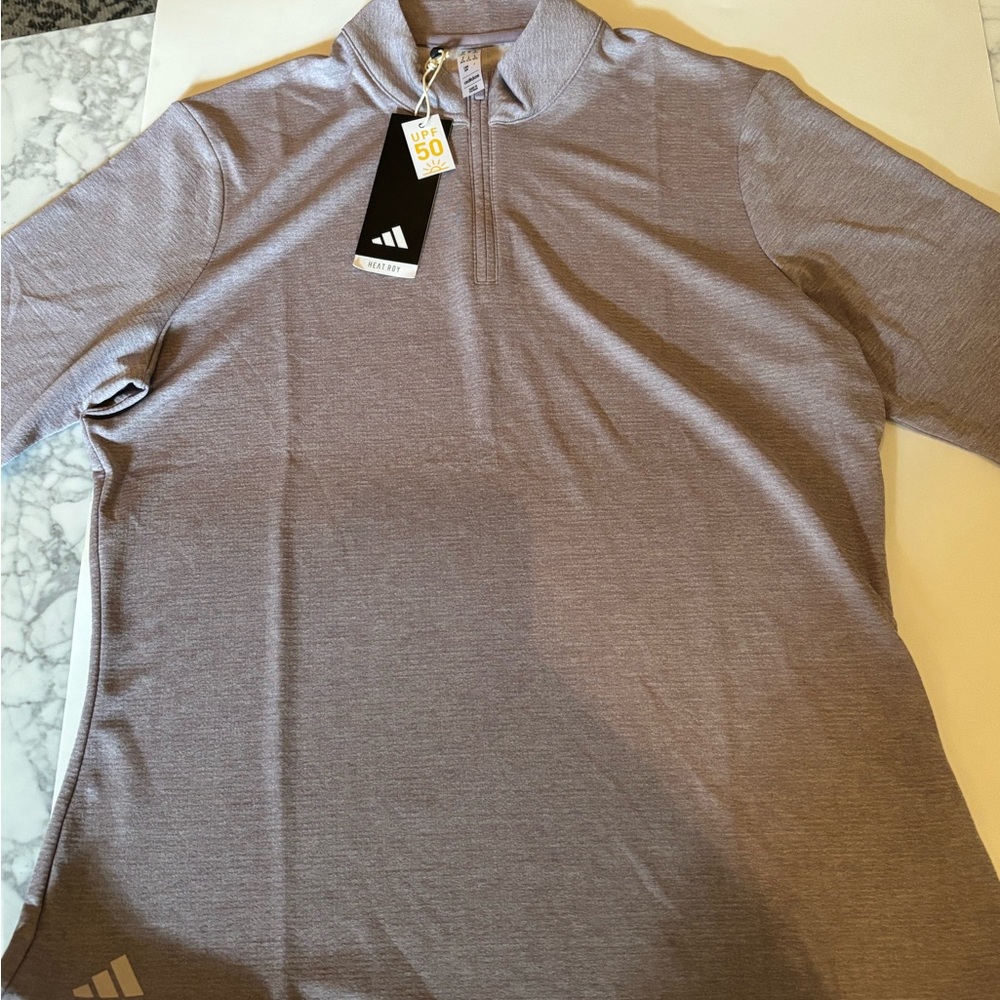 New with tags Adidas Womens medium purple Heathered Polo Shirt